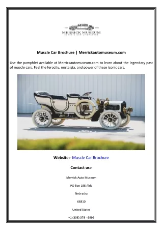 Muscle Car Brochure  Merrickautomuseum.com