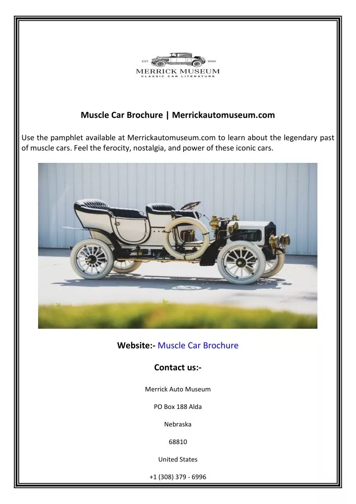 muscle car brochure merrickautomuseum com