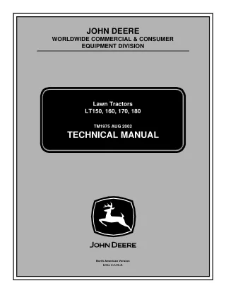 JOHN DEERE LT160 LAWN GARDEN TRACTOR Service Repair Manual