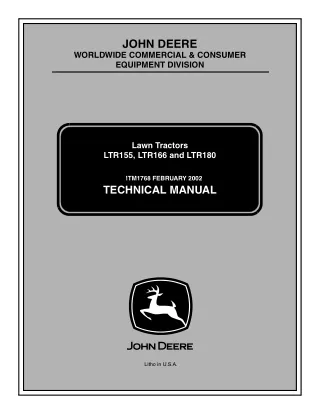 JOHN DEERE LTR166 LAWN GARDEN TRACTOR Service Repair Manual