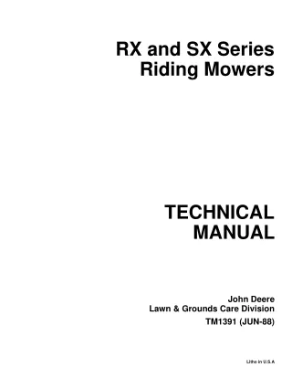 JOHN DEERE RX63 RIDING MOWER Service Repair Manual