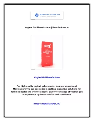 Vaginal Gel Manufacturer | Manufacturer.vn