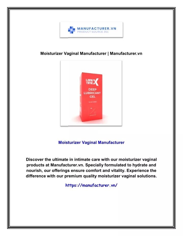 moisturizer vaginal manufacturer manufacturer