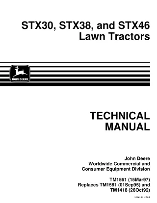 JOHN DEERE STX30 LAWN GARDEN TRACTOR Service Repair Manual