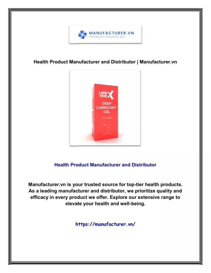 health product manufacturer and distributor