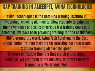 SAP TRAINING IN AMEERPET