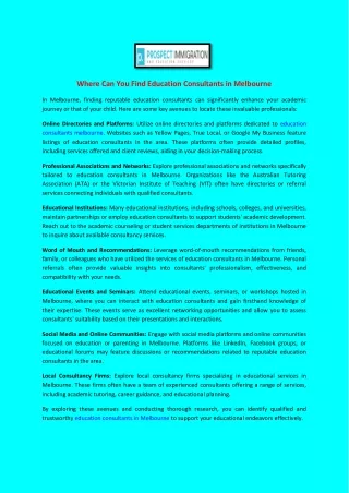 where can you find education consultants