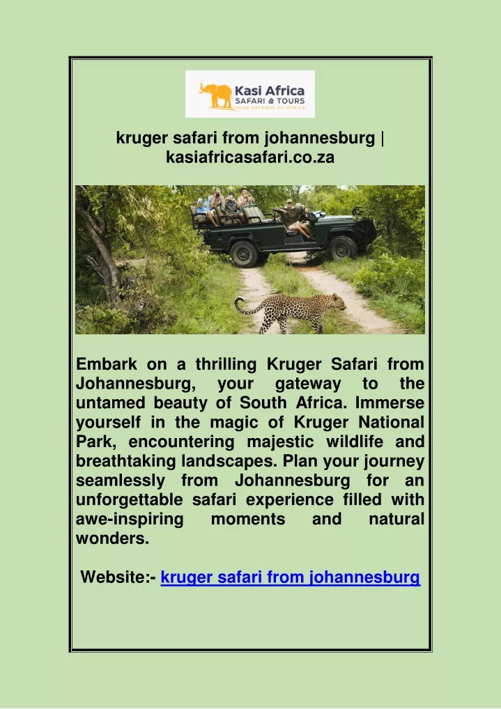 kruger safari from johannesburg kasiafricasafari
