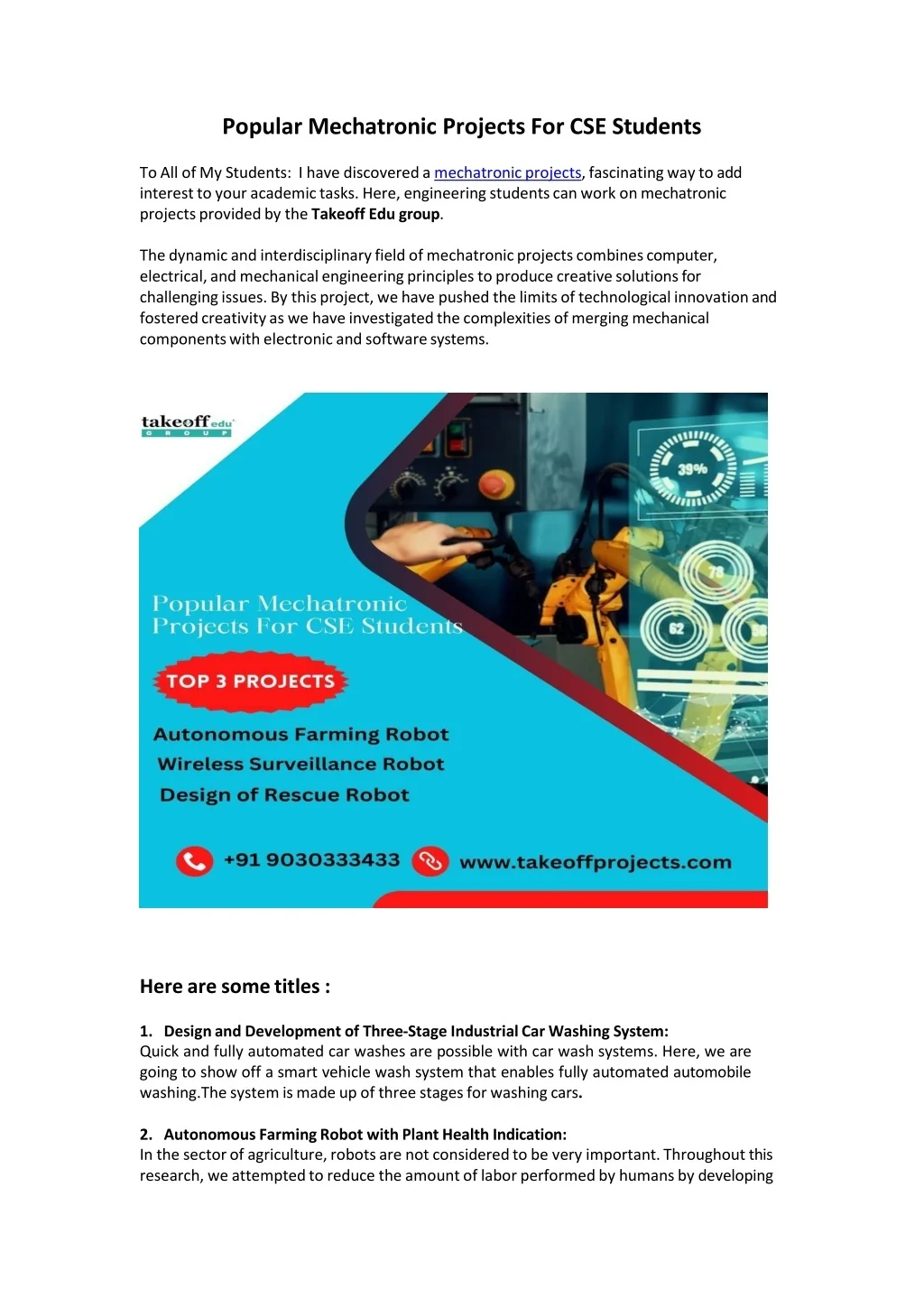 PPT - Popular Mechatronic Projects For CSE Students PowerPoint ...