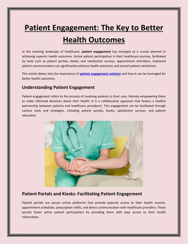 patient engagement the key to better health