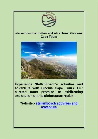 stellenbosch activities and adventure