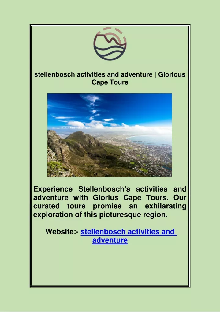 stellenbosch activities and adventure glorious