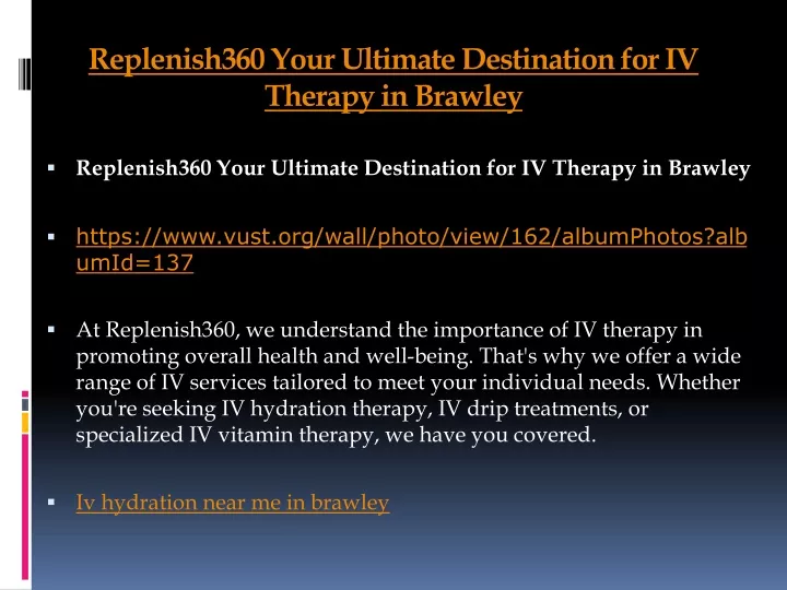 replenish360 your ultimate destination for iv therapy in brawley