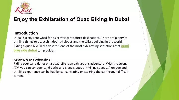 enjoy the exhilaration of quad biking in dubai