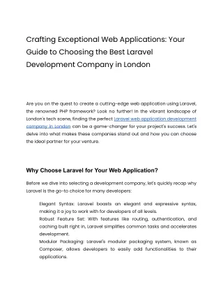Crafting Exceptional Web Applications_ Your Guide to Choosing the Best Laravel Development Company in London