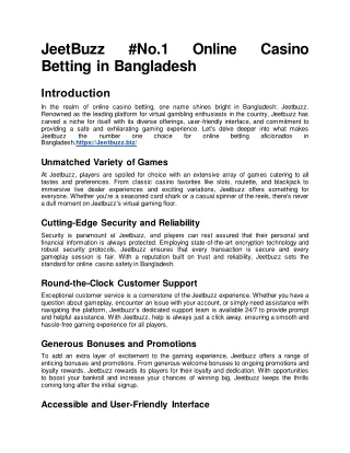 JeetBuzz #No.1 Online Casino Betting in Bangladesh