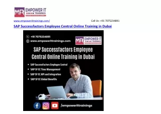 SAP Successfactors Employee Central Online Training in Dubai