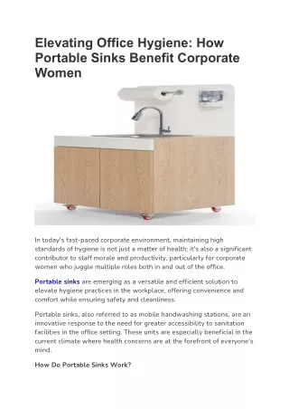 Elevating Office Hygiene- How Portable Sinks Benefit Corporate Women
