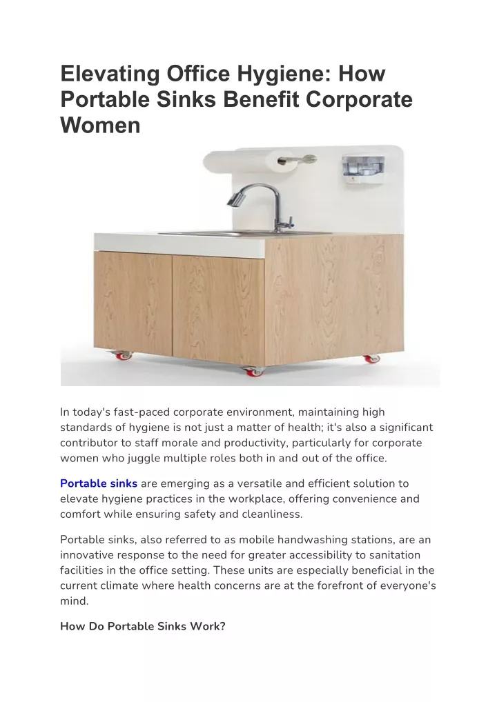 elevating office hygiene how portable sinks