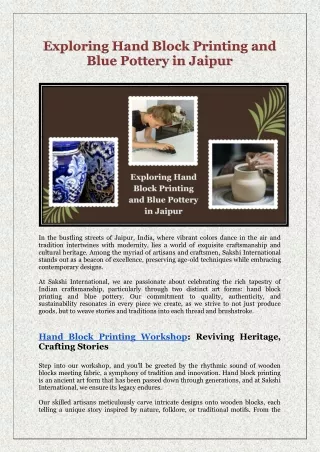 Exploring Hand Block Printing and Blue Pottery in Jaipur