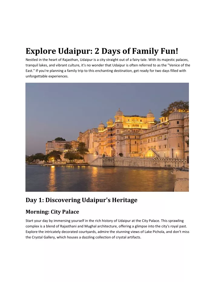 explore udaipur 2 days of family fun