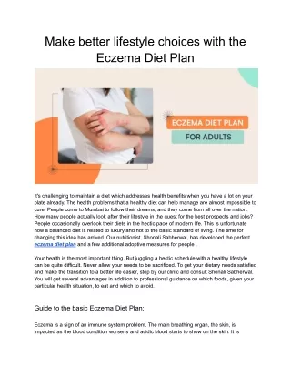 Make better lifestyle choices with the Eczema Diet Plan