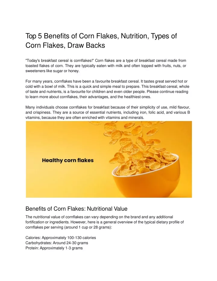 PPT Top 5 Benefits of Corn Flakes, Nutrition, Types of Corn Flakes