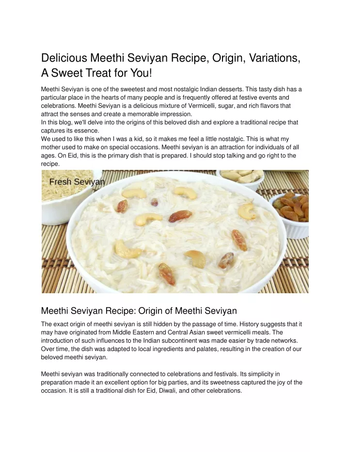 delicious meethi seviyan recipe origin variations