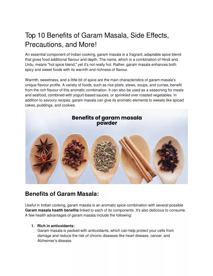 top 10 benefits of garam masala side effects