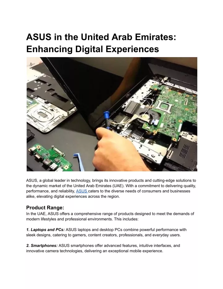 asus in the united arab emirates enhancing