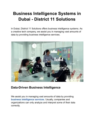 Business Intelligence Systems in Dubai - District 11 Solutions