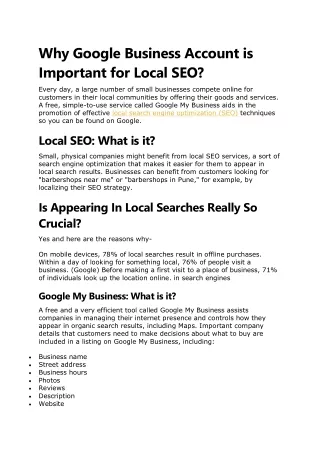 Importance of Google Business Account for Local SEO