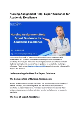 Nursing Assignment Help_ Expert Guidance for Academic Excellence