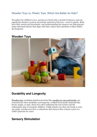 Wooden Toys vs Plastic Toys  Which Are Better for Kids