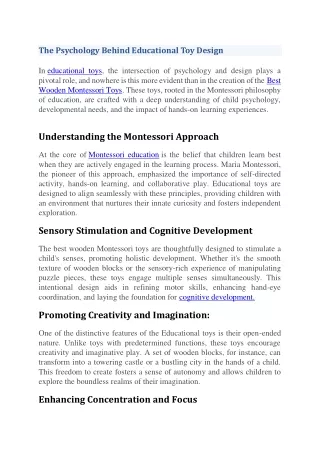 The Psychology Behind Educational Toy Design