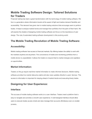 mobile trading software design tailored solutions