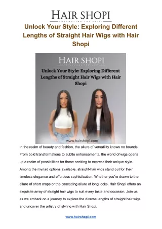 Unlock Your Style: Exploring Different Lengths of Straight Hair Wigs with Hair S