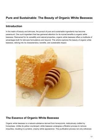 Pure and Sustainable The Beauty of Organic White Beeswax
