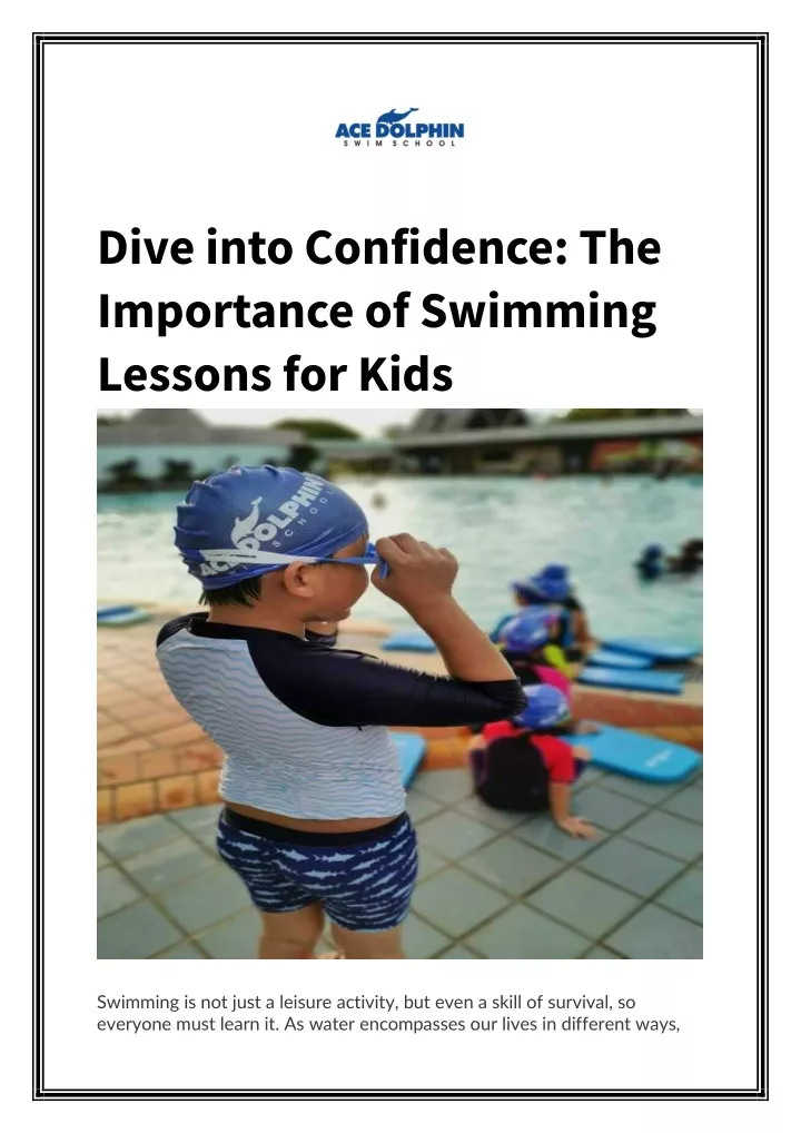 dive into confidence the importance of swimming