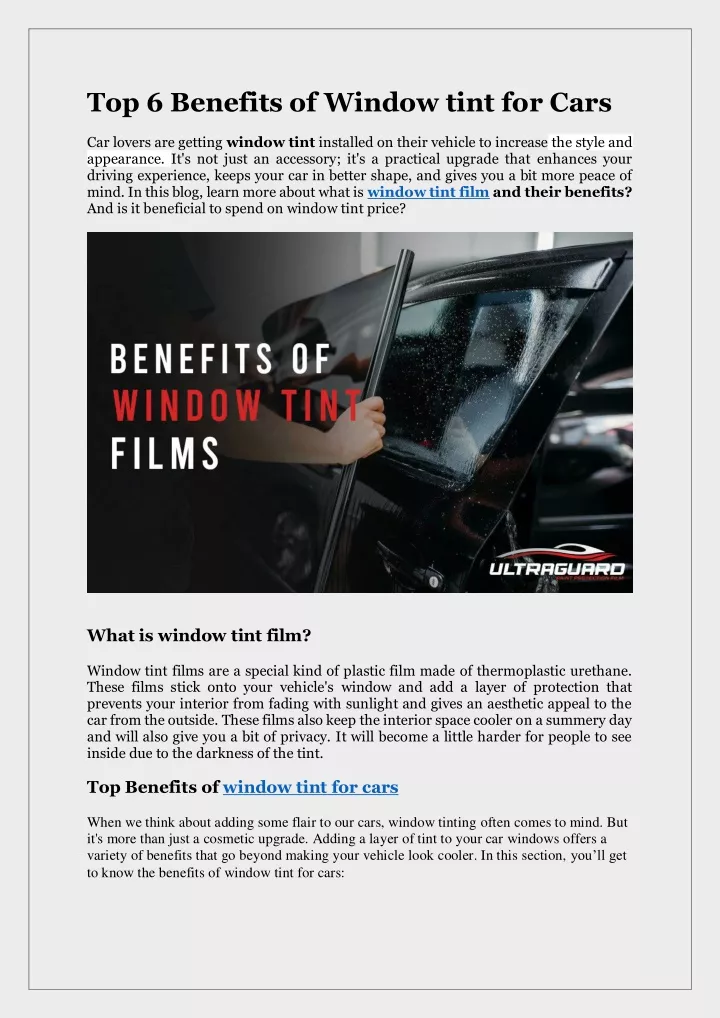 top 6 benefits of window tint for cars car lovers