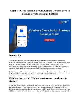 Coinbase Clone Script_ Startups Business Guide to Develop a Secure Crypto Exchange Platform