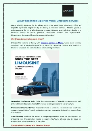 Luxury Redefined Exploring Miami Limousine Services