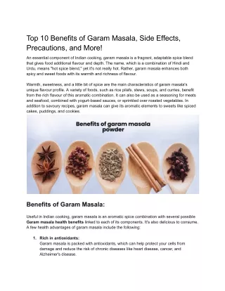 Top 10 Benefits of Garam Masala, Side Effects, Precautions, and More!