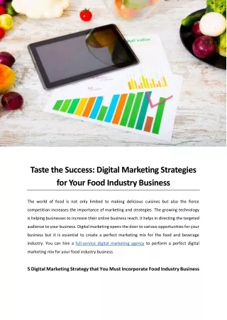Taste the Success: Digital Marketing Strategies for Your Food Industry Business