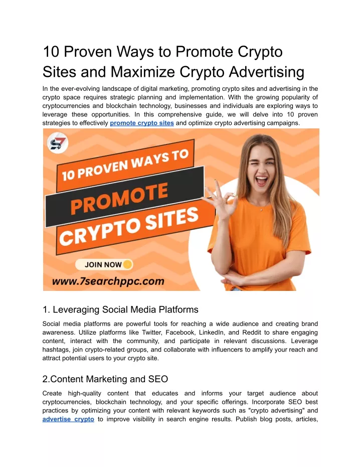 10 proven ways to promote crypto sites