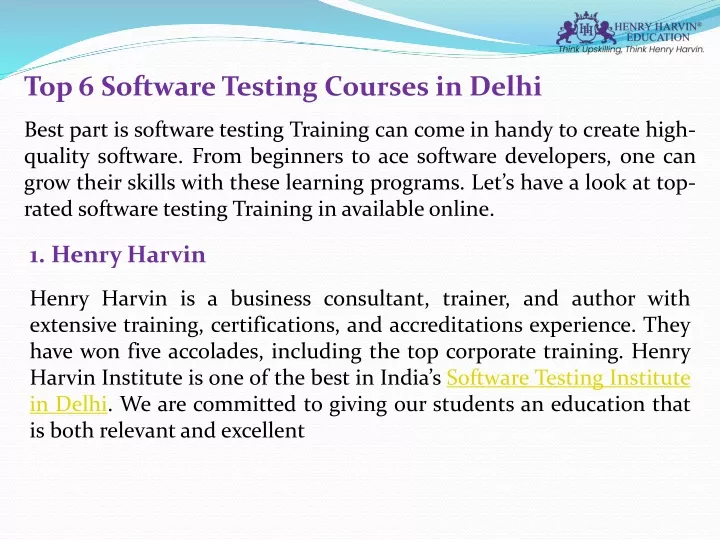 top 6 software testing courses in delhi