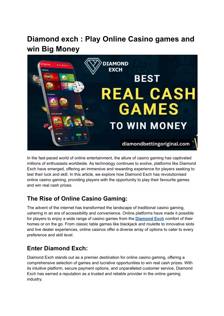 diamond exch play online casino games