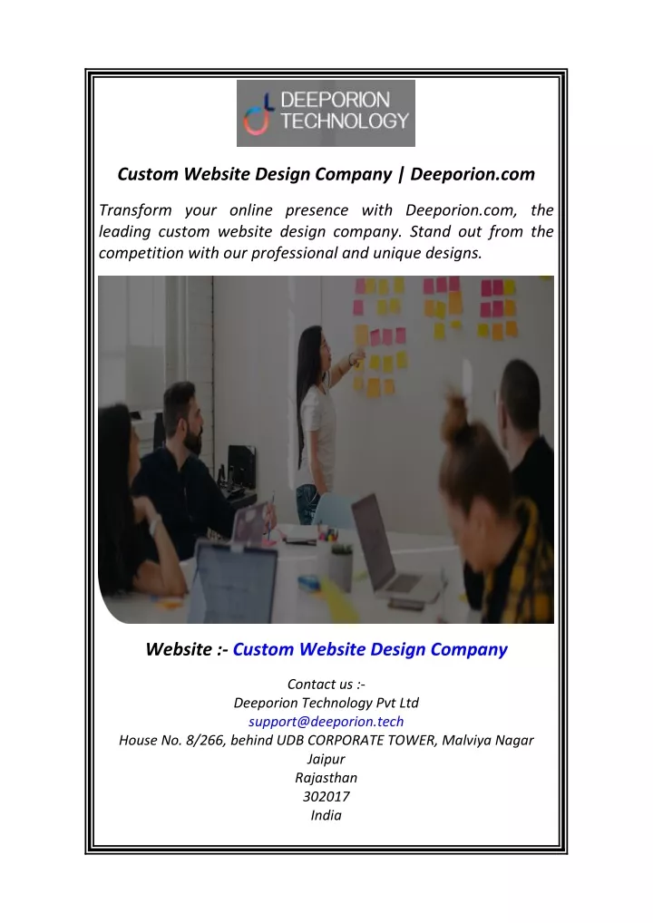 custom website design company deeporion com