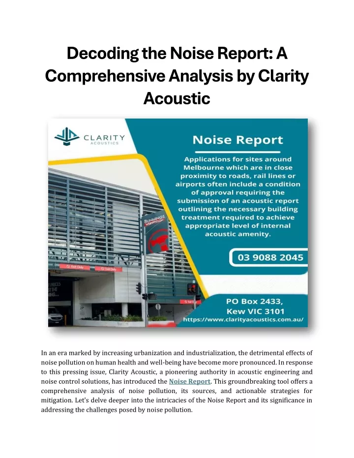 decoding the noise report a comprehensive