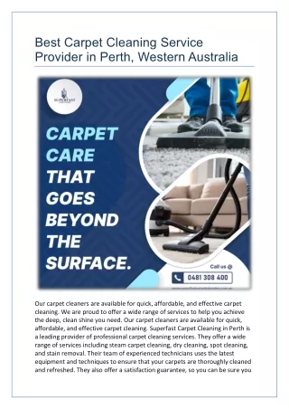 Best Carpet Cleaning Service Provider in Perth